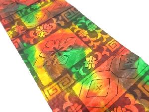 枡に花菱模様織り出し暈し袋帯